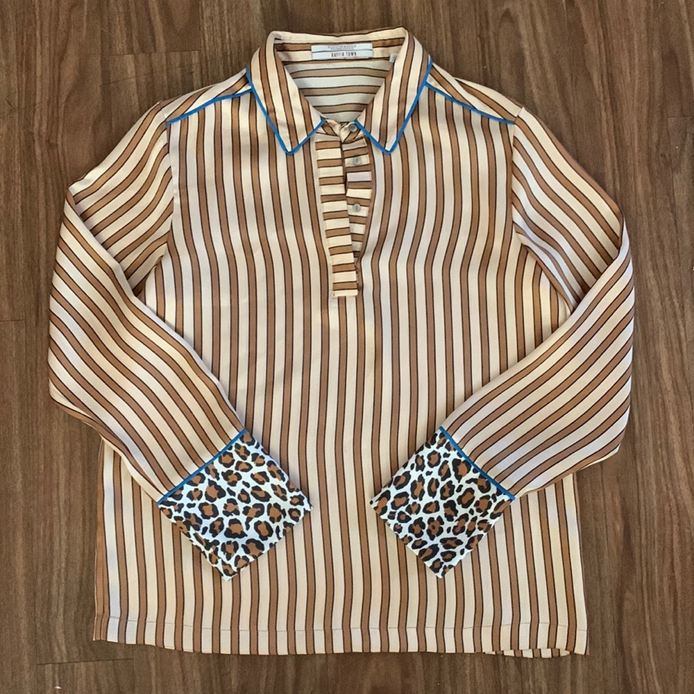 Scotch & Soda Striped And Leopard Print Blouse - image 1